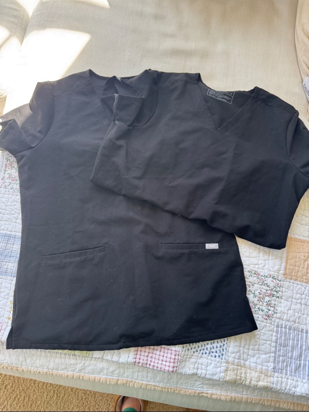 Figs Black V-Neck Scrub Tops (2)
